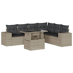 vidaXL Salon de jardin avec coussins 7 pcs gris clair résine tressée