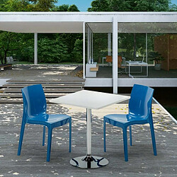 Grand Soleil Table Carrèe Blanc + 2 Chaises Colorées