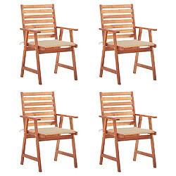 vidaXL Chaises à manger d'extérieur lot de 4 et coussins Acacia massif 