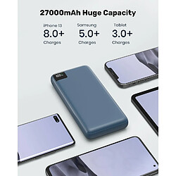 SANAG Batterie Externe 27000Mah Power Bank 22,5W Pd4.0 Qc3.0 Charge Rapide Chargeur Portable Usb C Batterie Portable Avec 4 Usb Sortie & Affichage Led Pour Smartphone Tablette(Bleu)