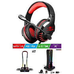 Spirit of Gamer Casque PC Gamer Pro H3 SWITCH XBOX X/S PS4 PS5 + Support Casque USB RGB Gamer HUB 4 PORTS USB 2.0