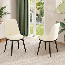 ComfortXL Chaises De Salle À Manger En Velours Avec Dossier Rond, Lot De 2, Beige