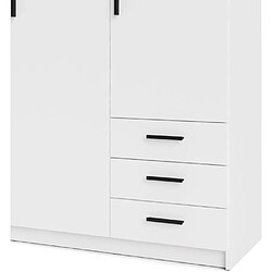 Cstore Armoire VEGA - Décor Blanc mat - 3 portes + 3 tiroirs - L 147 x P 49,6 x H 200,4 cm pas cher