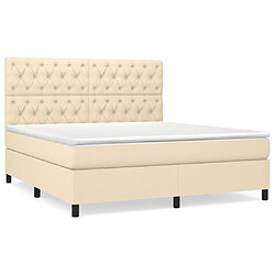 vidaXL Sommier à lattes de lit avec matelas Crème 160x200 cm Tissu