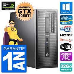 PC Tour HP 800 G1 Gaming GTX 1050Ti i7-4790 RAM 32Go 240Go SSD + 2To Windows 10 - Occasion