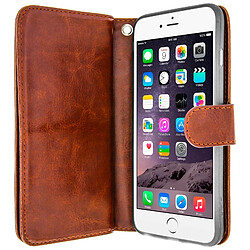 Avizar Housse Etui Folio Portefeuille pour Apple iPhone 6 - Marron