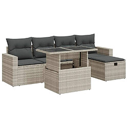 vidaXL Salon de jardin 6 pcs avec coussins gris clair résine tressée