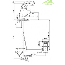 Rav Mitigeur bidet VLTAVA avec siphon en chrome