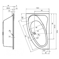 Baignoire acrylique RIHO d'angle LYRA 153x100 cm