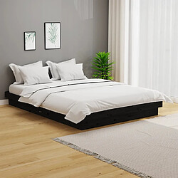 vidaXL Cadre de lit sans matelas noir bois massif 140x190 cm