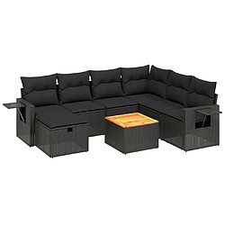 Maison Chic Ensemble Tables et chaises d'extérieur 8 pcs avec coussins,Salon de jardin noir résine tressée -GKD187350