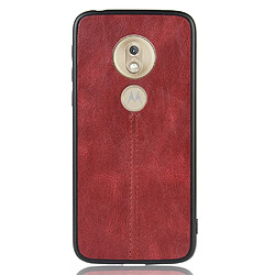 Wewoo Coque Pour Motorola Moto G7 Power Shockproof Couture Vache Motif Peau PC + PU + TPU Case Rouge