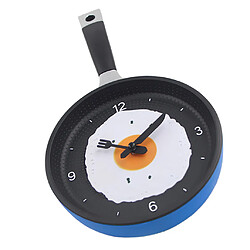 Horloge murale en forme d'oeuf au plat pour cuisine chambre bleu