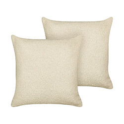 Beliani Lot de 2 coussins LEUZEA Bouclé 45 x 45 cm Unicolore Beige