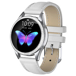 Chrono Montre Connectée pour Femme Homme Enfant Sport Avec Etanche Écran Coloré d’Activité pour Android IOS-Blanc