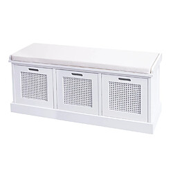 Acheter Mendler Banc HWC-J49, banc rembourré Banc de vestiaire 47x110x40cm ~ blanc, rembourrage crème-blanc