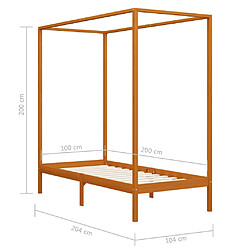 vidaXL Cadre de lit à baldaquin sans matelas bois massif 100x200 cm pas cher