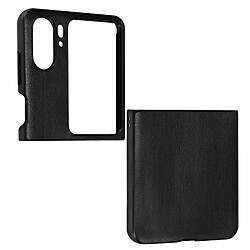 Avizar Coque pour Oppo Find N2 Flip Rigide Simili Cuir Texturé Bords Surélevés Noir