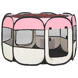 Helloshop26 Parc pour chiens pliable avec sac de transport rose 90 x 90 x 58 cm 02_0001735 pas cher