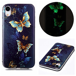 Coque en TPU noctilucent flexible papillon d'or pour votre Apple iPhone XR 6.1 pouces