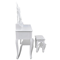 Avis Helloshop26 Coiffeuse 93 x 39 x 74,5 cm avec miroir et tabouret 7 tiroirs blanc 02_0021269