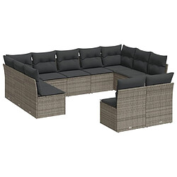 Maison Chic Salon de jardin 11 pcs avec coussins | Ensemble de Table et chaises | Mobilier d'Extérieur gris résine tressée -GKD92275