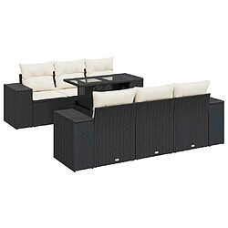 vidaXL Salon de jardin 7 pcs avec coussins noir résine tressée