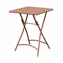 Mes Ensemble table + 2 chaises de jardin pliable en métal terracotta - BACA