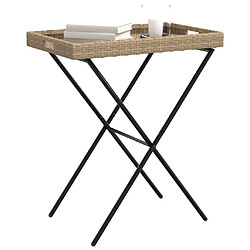 Avis vidaXL Table à plateau pliable beige 65x40x75 cm résine tressée