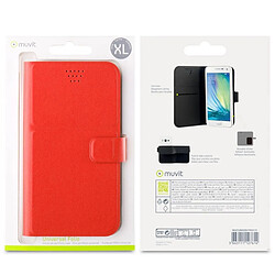 Muvit Étui de Protection pour Smartphone 5.5" Folio Universel Rouge pas cher