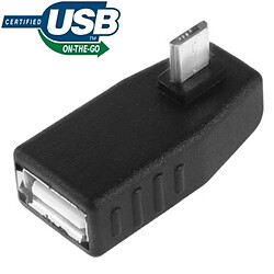 Wewoo Adaptateur noir Micro USB mâle vers USB 2.0 AF avec angle de 90 degrés, Fonction OTG de