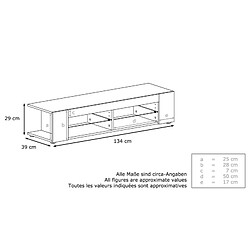 Mpc Meuble TV Blanc Mat Façades En Beige Laquées + LED Blanc (hxlxp) : 30 X 135 X 39