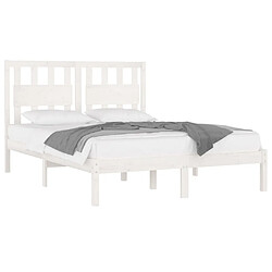 Avis Maison Chic Lit Moderne Chambre - Cadre/structure de lit pour adulte Blanc Bois de pin massif 120x190 cm Petit Double -MN11669