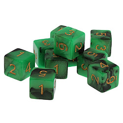 Paquet De 10pcs Double Couleur Six Dés D6 Verso Pour D & D Trpg Jeu Vert Et Noir pas cher