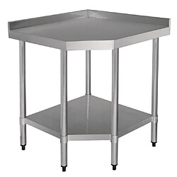 Table Inox d'Angle avec Etagère Basse - Profondeur 700 - Vogue