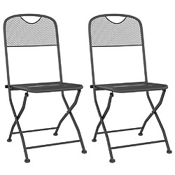 vidaXL Chaises pliables jardin lot de 2 Maille métallique Anthracite