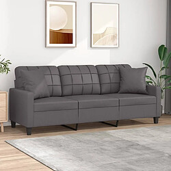 Maison Chic Canapé 3 places avec oreillers,Sofa de Salon,Canapé droit décoratifs gris 180cm similicuir -GKD410446