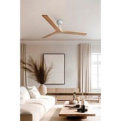 Faro Barcelona Ventilateur de plafond CC en bois de chêne clair et blanc moyen, 6 vitesses