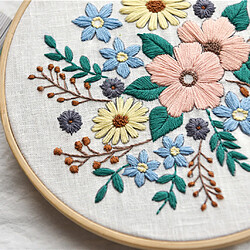 Avis 2 Ensembles Fleur Motif Broderie Kit De Démarrage Point De Croix Kits Cerceau 26x26cm