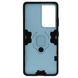 Avizar Coque Samsung S21 Ultra Hybride Antichoc Bague Métallique Support Vidéo bleu