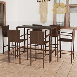 Maison Chic Table de bar et chaises d'extérieur 7 pcs,Ensemble de bar de jardin pour relax Résine tressée Marron -GKD872863