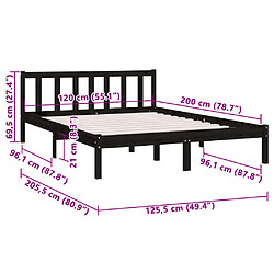 vidaXL Cadre de lit sans matelas noir bois massif 120x200 cm pas cher