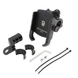 Acheter Support De Téléphone De Guidon De Moto Stable + Chargeur Rapide Intelligent QC3.0 Noir