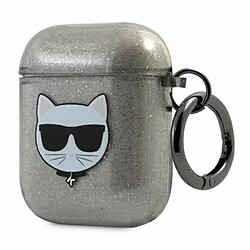 Avis Karl Lagerfeld Choupette Head Glitter - Étui pour Airpods (noir)