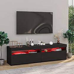 Maison Chic Meubles TV 2 pcs avec lumières LED pour salon Noir 75x35x40 cm -MN33015 pas cher