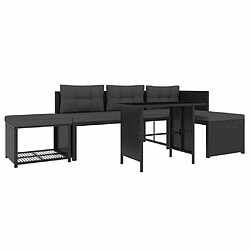 Acheter Maison Chic Salon de jardin 4 pcs - Table et chaises d'extérieur - Mobilier/Meubles de jardin Moderne Résine tressée Noir -MN30294