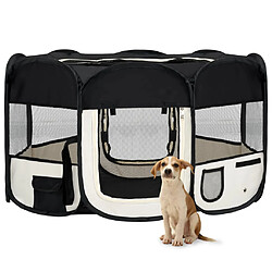 vidaXL Parc pliable pour chien avec sac de transport Noir 145x145x61cm