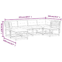 vidaXL Salon de jardin 6 pcs avec coussins blanc bois massif de pin pas cher