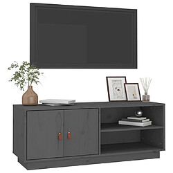 Avis vidaXL Meuble TV Gris 105x34x40 cm Bois de pin massif