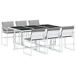 vidaXL Ensemble à manger de jardin avec coussins 7 pcs blanc textilène